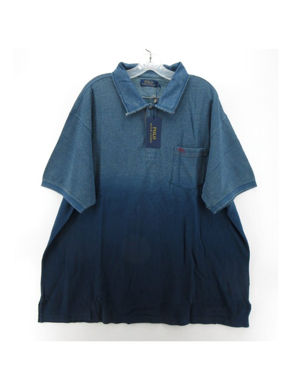 Polo Ralph Lauren Polo Shirt 2XB Indigo Dip Dye Ombre Pullover Preppy